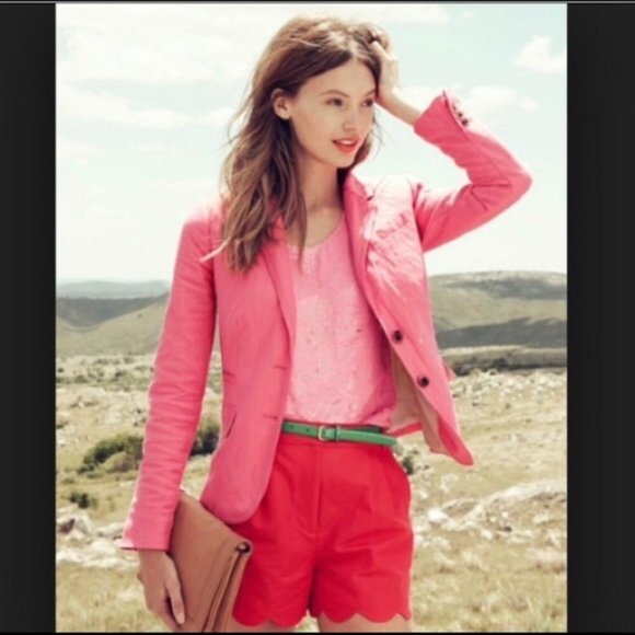 J.Crew Pink Linen Schoolboy Jacket 10 - Picture 2 of 9
